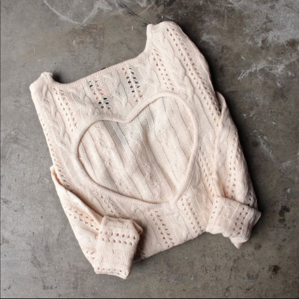 NWOT Reverse Open Back Sweater